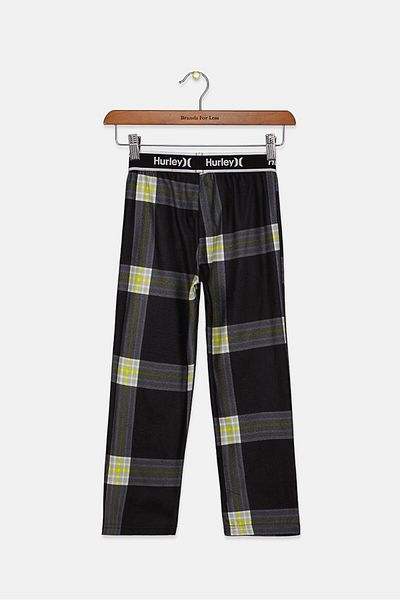 Hurley Kids Boy Plaid Pull On Pajama Pants, Black