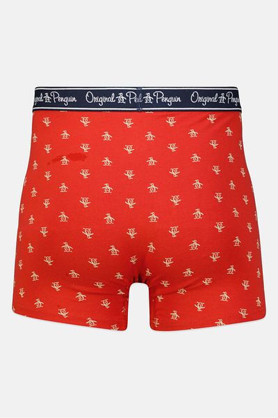 Original Penguin Men 3 Pieces Allover Print Boxer Briefs, Navy/red/steel Blue