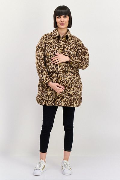 Urban Classic Women Animal Print Trench Jacket, Brown