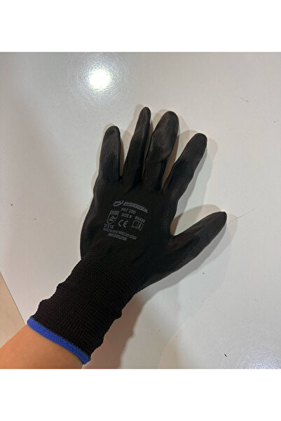 Dolunay İş Elbiseleri قفاز تثبيت أسود من البولي يوريثان - 12 لتر (رقم 9)