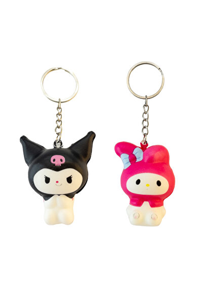 Papağan مجموعة سلسلة مفاتيح Kuromi My Melody Squishy مكونة من قطعتين