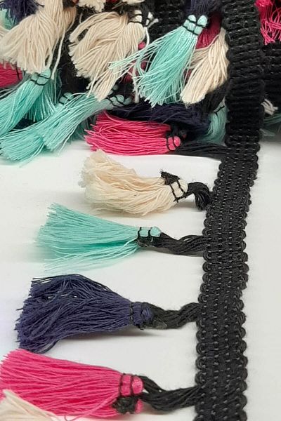 Hayalperest boncuk Cotton Fringe Tassel - Light Blue, Navy, Pink