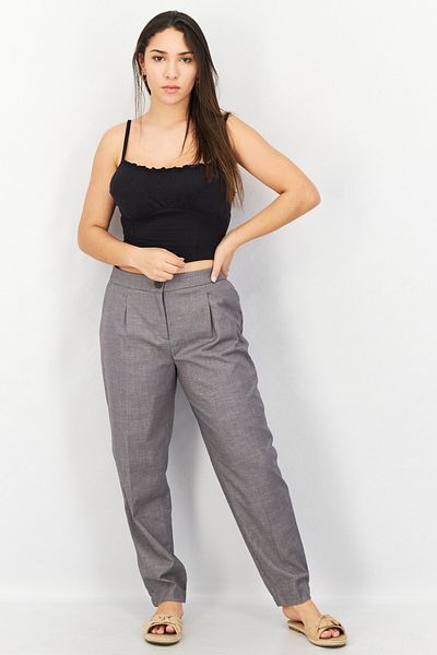 Esprit Women Regular Fit Plain Pants, Light Grey