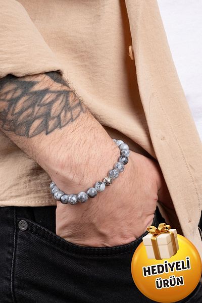 Piercing Market Steel & Silver Unisex Natural Stone Gift Bracelet