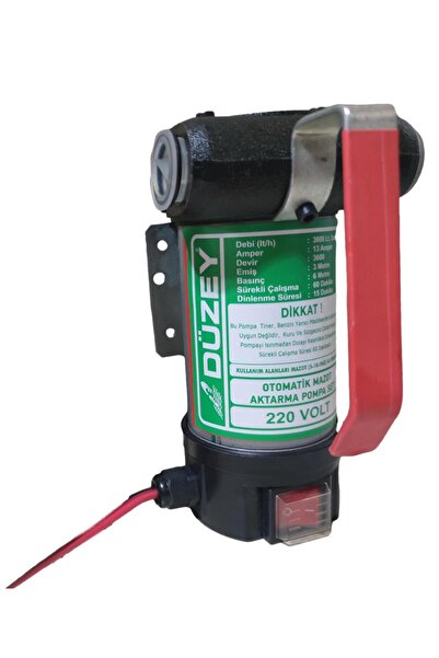DÜZEY POMPA DÜZEY 220 VOLT BYPASSLI DK/LİTRE:40 LT. MAZOT AKTARMA POMPASI