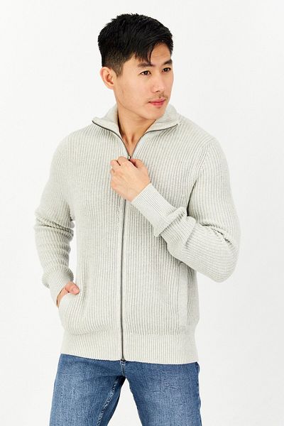 CELIO Men Turtle Neck Long Sleeve Textured Sweater, Grey