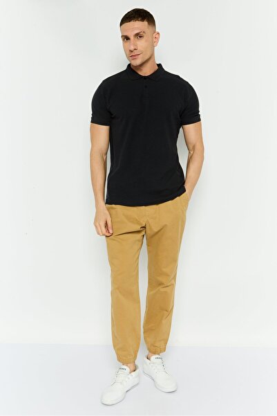 Threadbare Men Regular Fit Short Sleeve Textured Polo Shirt, Black