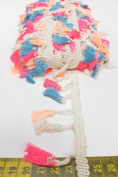 Hayalperest boncuk Cotton Tasseled Pink Fringe