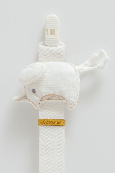 Caramell Beige Color Pacifier Strap - Compatible with Elephant Figures, Newborn Babies and 0-18 Months