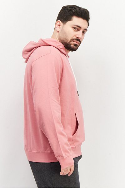 Sovereign Code Men Drawstring Plain Long Sleeve Hooded Sweatshirt, Pink