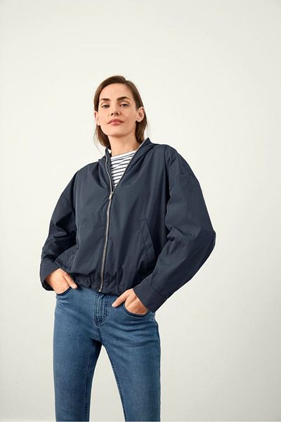 Tchibo Women Solid Parka Jacket, Navy