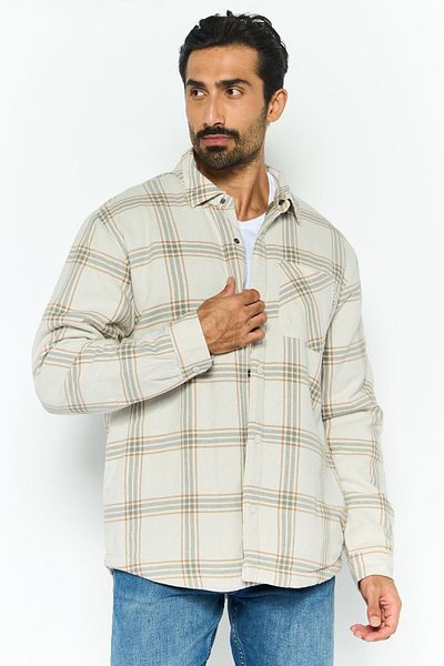 Hurley Men Plaid Shirt Jacket, Light Grey