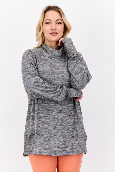 Nine West Women Sportswear Fit Heather Long Sleeves Outdoors Sweatshirt, Grey