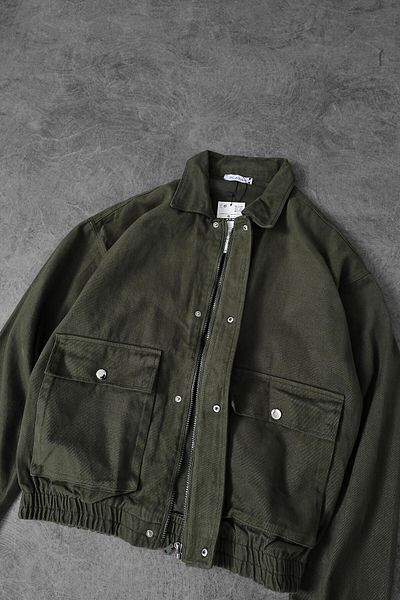 Slatra Men's Khaki Bomber Zippered Gabardine Jacket