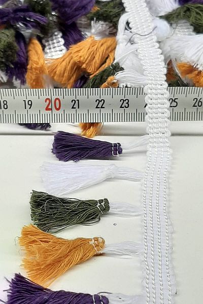 Hayalperest boncuk Yellow Green Purple Cotton Fringe Tassel