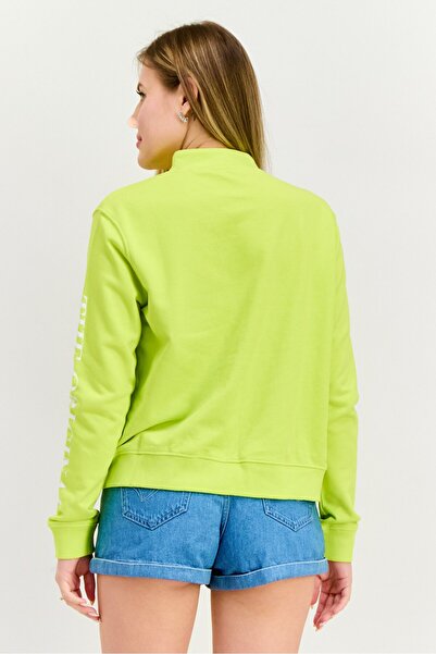 Levi's Women Mock Neck Long Sleeve Graphic Print Full Zip Sweatshirt, Lime Green