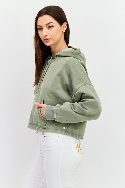 Roxy Women Long Sleeve Plain Hooded Sweatshirt, Olive
