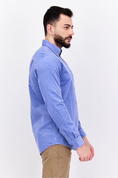 Scotch & Soda Men Regular Fit Corduroy Long Sleeves Casual Shirt, Blue