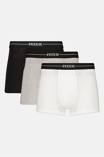 RBX Men 3 Pack Solid Underwear, Black/White/Grey