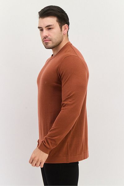 Esprit Men Round Neck Solid Long Sleeve Knitted Sweater, Brown