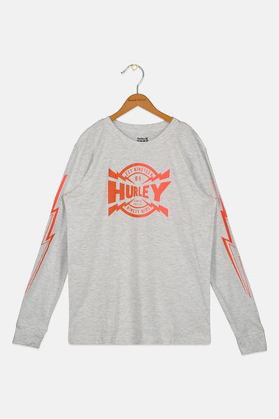 Hurley سويت شيرت خارجي مطبوع عليه رسوم متحركة للأولاد، باللون الرمادي الفاتح
