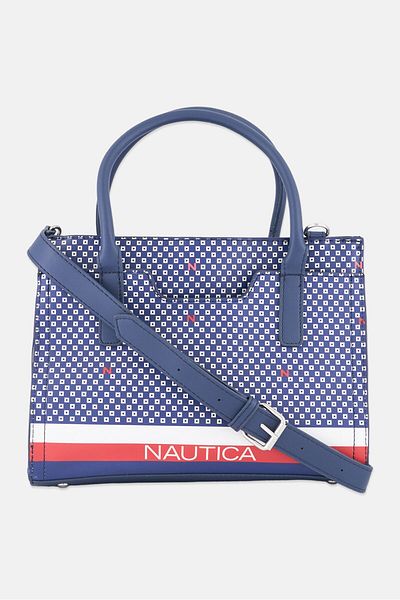 Nautica حقيبة نسائية بشعار العلامة التجارية 22 سم ارتفاع × 28 سم طول × 12 سم عرض، مجموعة اللون الأزرق الداكن