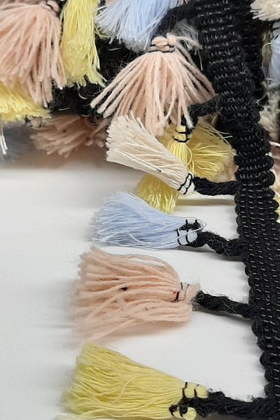 Hayalperest boncuk Light Blue Powder Yellow Cotton Fringe Tassel