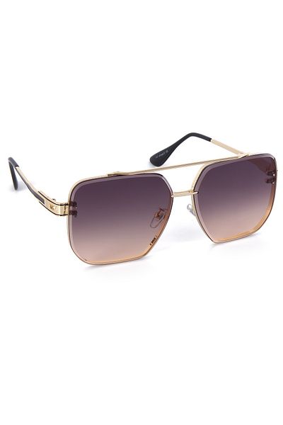 Di Caprio Smoked Gold Gradient Pilot Square Model Men's Sunglasses