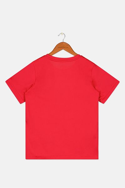 Asics Kids Boy Short Sleeve Brand Logo Sportswear T Shirt, Red Combo