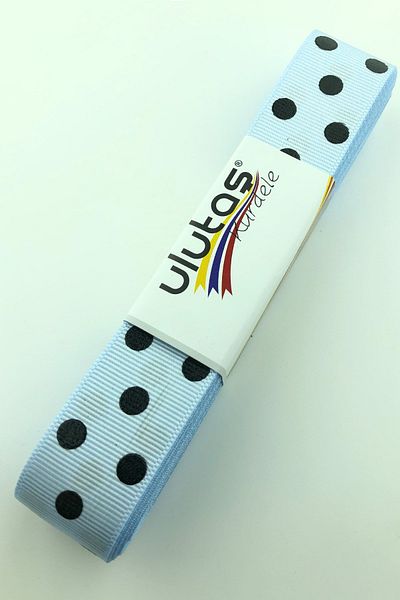 Hayalperest boncuk Baby Blue Μαύρη Πουά Κορδέλα Grosgrain 2,5 εκ