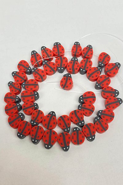 Hayalperest boncuk Red Ladybug Motif Dough Fimo Bead
