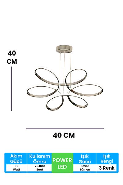 FUZON Orkide Medium 3 Color Controlled Led Chandelier Silver Living Room Chandelier Living Room Chandelier Living Room Chandelier