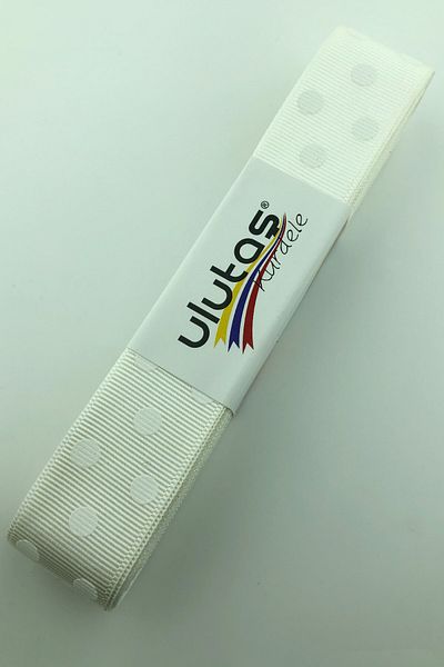 Hayalperest boncuk Κρεμ Λευκή Πουά Κορδέλα Grosgrain 2,5 εκ