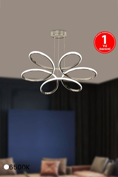 FUZON Orkide Medium Chrome Case White Light Led Chandelier Living Room Chandelier Living Room Chandelier