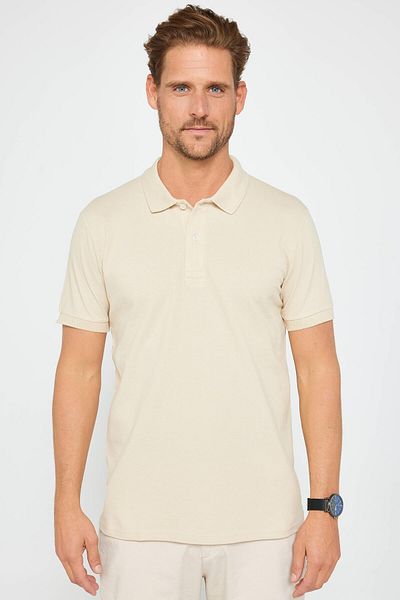 Tudors Ανδρικό μπλουζάκι με γιακά ανδρικό Slim Fit Slim Fit 100% βαμβακερό απλό πικέ πέτρα χρώματος