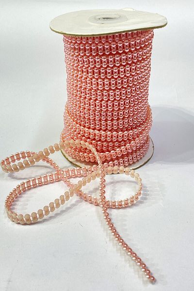 Hayalperest boncuk 4 Mm Half Pearl Plastic Ribbon - Double Row, 10 Mt