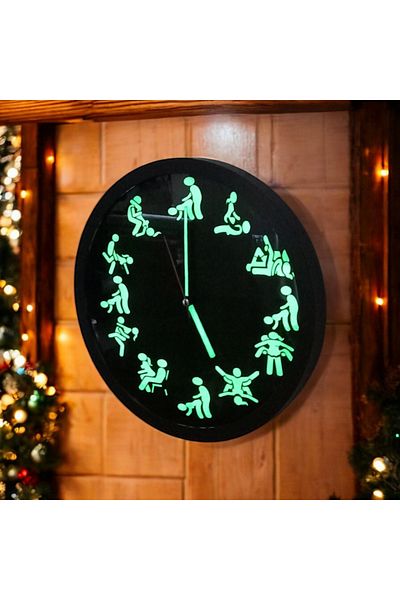 Bahat Kamasutra Phosphorescent Black Wall Clock Glass Diameter 30 cm Plastic