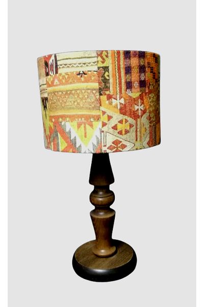 TEKAY AYDINLATMA Lampshade with Wooden Legs and Rug Pattern