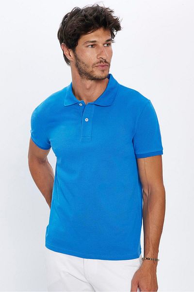 Tudors Μπλουζάκι Saks Blue Polo Collar - Ανδρικό, 100% βαμβάκι, λεπτή εφαρμογή, απαλή υφή
