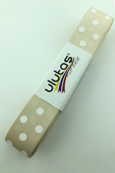 Hayalperest boncuk Κορδέλα Grosgrain Ανοιχτό Βιζόν Λευκό Πουά 2,5 εκ
