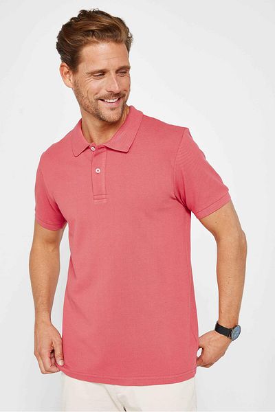 Tudors Ανδρικό μπλουζάκι με γιακά ανδρικό Slim Fit Slim Fit 100% βαμβακερό απλό πικέ πούδρα σε χρώμα