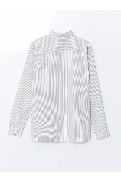 LC Waikiki Vision Gray Regular Fit Long Sleeve Striped Men's Shirt
