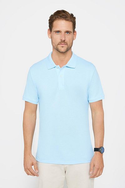 Tudors Ανδρικό μπλουζάκι Slim Fit Slim Fit 100% βαμβακερό απλό πικέ μπλε γιακά μπλουζάκι πόλο