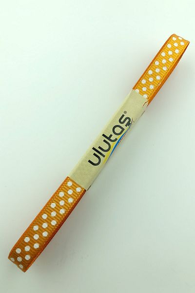 Hayalperest boncuk Πορτοκαλί πουά κορδέλα Grosgrain 1 cm