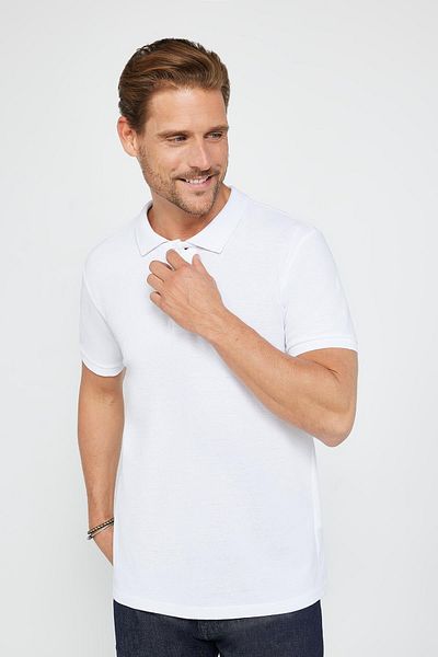 Tudors Pánské Slim Fit Slim Fit Bavlna Měkká textura Prodyšná látka Protikroucející se límec Bílé Polo tričko