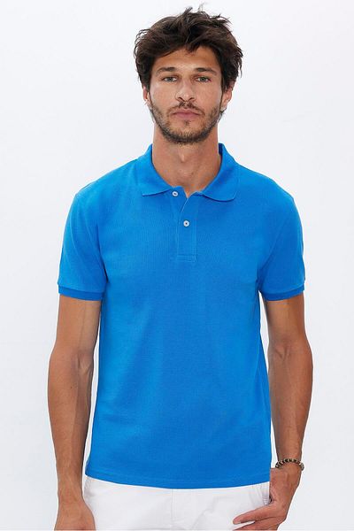 Tudors Μπλουζάκι Saks Blue Polo Collar - Ανδρικό, 100% βαμβάκι, λεπτή εφαρμογή, απαλή υφή