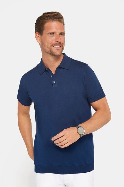 Tudors Ανδρικό Slim Fit Slim Fit Βαμβακερό πλεκτό μπλουζάκι Navy Blue γιακά μπλουζάκι