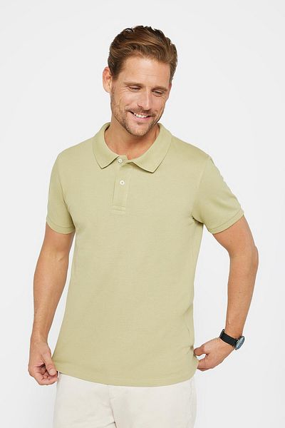 Tudors Ανδρικό μπλουζάκι Slim Fit Slim Fit 100% βαμβακερό απλό πικέ πράσινο γιακά μπλουζάκι