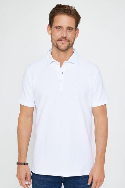 Tudors Λευκό μπλουζάκι Polo Neck Slim Fit - 100% Βαμβάκι, Dobby