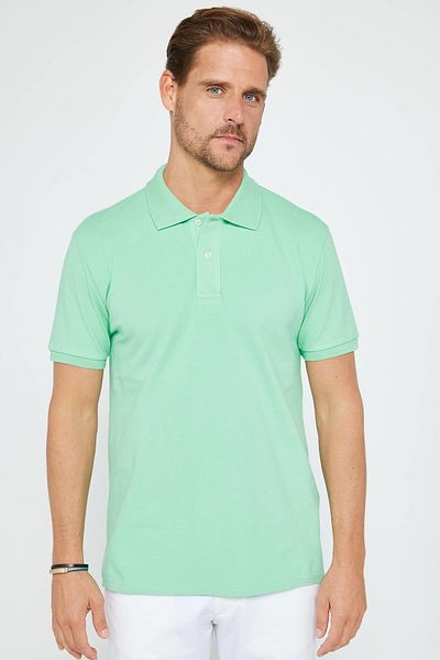 Tudors Ανδρικό μπλουζάκι πόλο με λεπτή εφαρμογή Slim Fit 100% βαμβακερό απλό πικέ μέντα